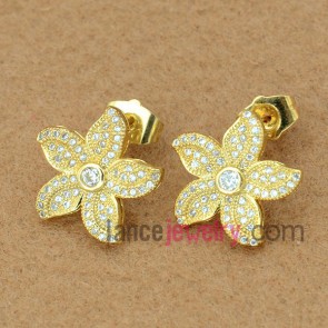 Fashion zirconia beads decorated stud earrings