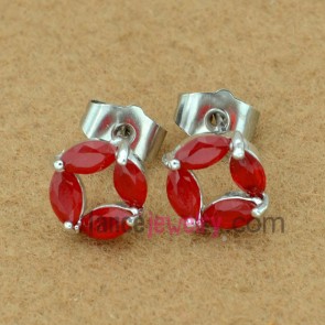 Gorgeous red color zirconia decorated stud earrings
