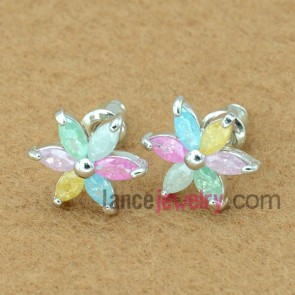 Beautiful colorful zirconia decorated stud earrings