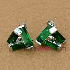 Striking green color zirconia stud earrings