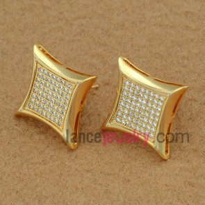 Unique stud earrings with zirconia beads decorated
