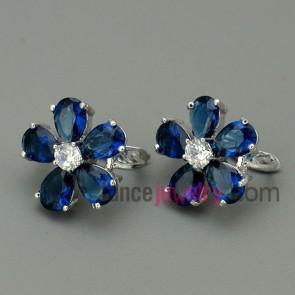 Elegant blue color decorated stud earrings