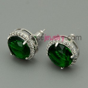 Nice green color zirconia decoration stud earrings