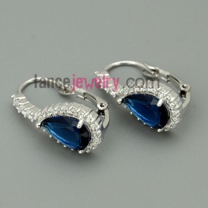 Nice blue color zirconia decorated stud earrings
