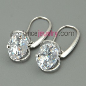 Fashion drop earrings decorated with zirconia pendant