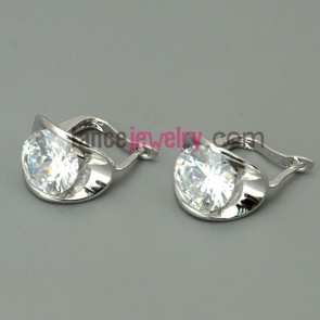 Fashion stud earrings decorated with zirconia pendant