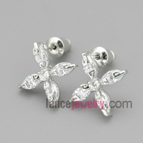 Unique cross flower studded earrings
