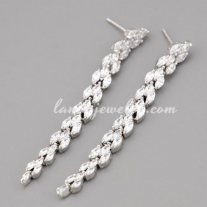Charming earrings with many white cubic zirconia decorated