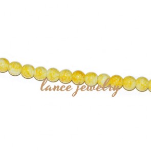 Lovely 4mm round yellow glass beads,around 200pcs for one strand