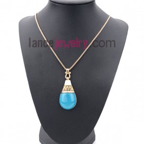 Elegant necklace with blue color drop model pendant