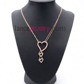 Fashion golden color necklace with sweet heart decoration