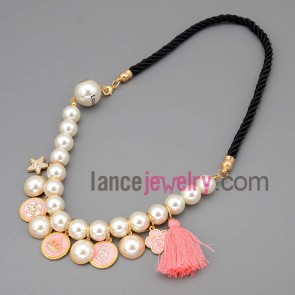 Traditional beads necklace with tassels pendant decoration