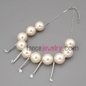 Fashion alloy chain necklace with rhinestone decoration
