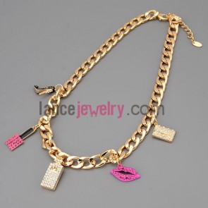 Fancy pendant necklace decorated with real gold plating
