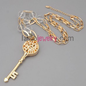Exquisite rhinestone key decoration pendant necklace