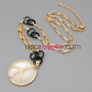 Delicate cat eye decoration alloy chain necklace