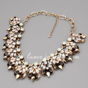 Distinctive statement necklace with rhinestone & crystal decoration
