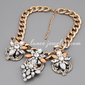 Creative rhinestone necklace with nice flower model design