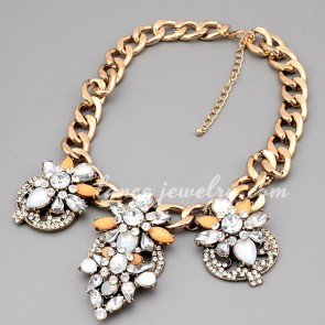 Sweet crystal decoration necklace with kc plating