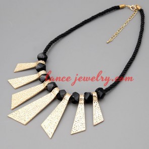Cool necklace with black hide rope & zinc alloy pendant 
