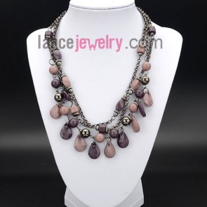 Cute necklace decorated with different shapes acrylic beads 