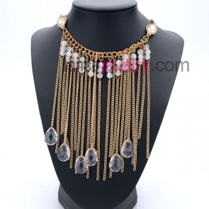 Elegant necklace with chain pendant  decorated acrylic beads