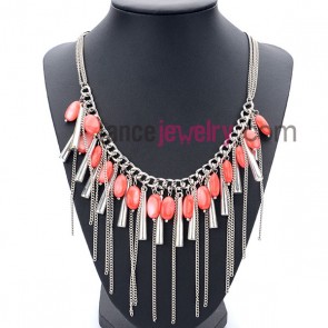 Trendy necklace with chain pendant and shell beads and acrylic 
