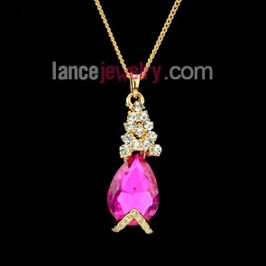 Hot pink garnet based pendant necklace