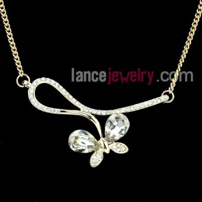 Lovely butterfly pendant necklace decorated with Rhinestone and crystal