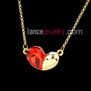 Elegant peanut with red color crystal pendant necklace