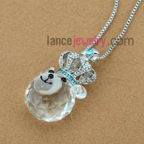 Fashion crystal bear model decorated with rhinestone necklace