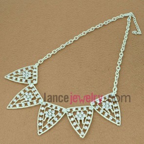  
Fashion triangular rhinestone sweater chain necklace