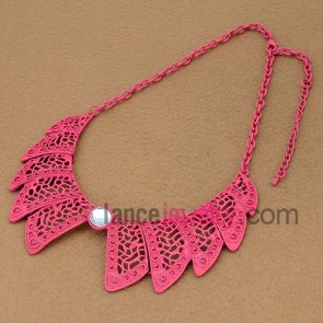 Sweet pink girl series sweater chain necklace 