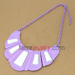 Elegant series sweater chain necklace with white acrylic
