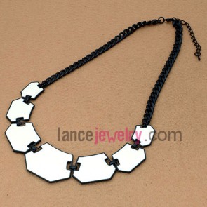 Pure color series sweater chain necklace in white color


