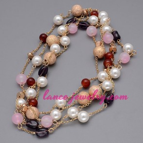 Multicolor necklace with different color acrylic beads & ABS beads