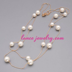 Vimineous chain & ABS beads decoration necklace