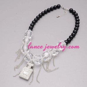 Nice necklace with bottle model pendant & rhinestone 