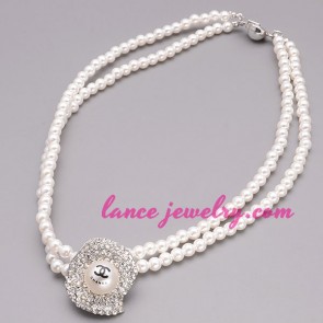 Fashion chanel logo pendant & ABS beads decorated necklace