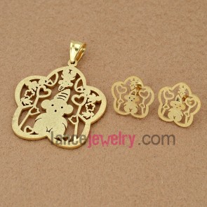 Nice Stainless Steel Jewelry Sets, Pendant & Earring,Bear Style
