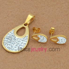 Nice Stainless Steel Jewelry Sets, Pendant & Earring,Water Drop Style