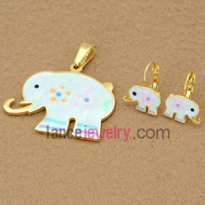  Stainless Steel Jewelry Sets, Pendant & Earring,Elephant Style
