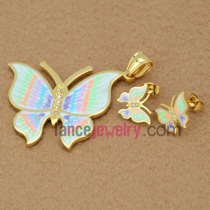Fancy Stainless Steel Jewelry Sets, Pendant & Earring,Butterfly Style
