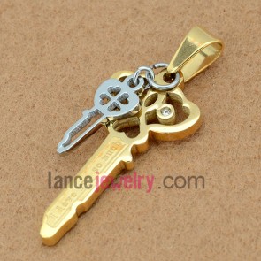 Two Tone Key  Stainless Steel Pendant 
