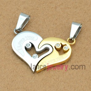 2015 New Two Tone Stainless Steel Pendant  for Lover