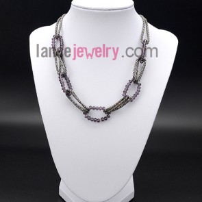 Fashion purple and silver ring decorated necklace

