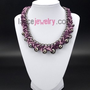 Romantic girl series necklace with purple cashmere

