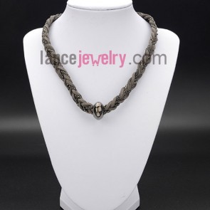 Personality series necklace decorated with gray cashmere and ring

