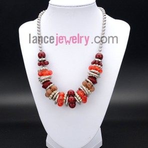 Glittering necklace with different color acrylic beads and crystal 
