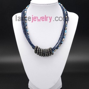 Cool necklace with shining crystal beads and blue measles and ccb 

